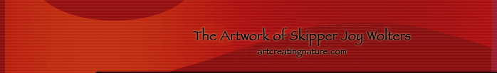 Artcreatingnature.com, Paintings of wildlife, birds, landscapes, seascapes: oil paintings, watercolors, drawings by artist Skipper 'Skip' Joy Wolters.  Limited edition reproductions of work exhibited on website available.  Arrangements possible for production of original art work to be commissioned on an individual basis.